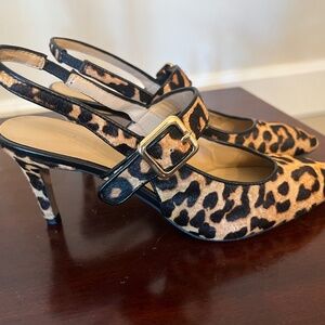 Franco Sarto Leopard Hair Calf Sling-Back Pump